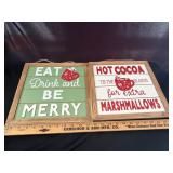 (2) Wooden Hanging Christmas Decor Signs