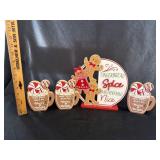 (4) Wooden Tabletop Christmas Decor Signs