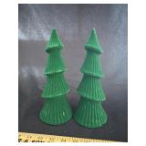 (2) 9in Green Christmas Tree Tabletop Decor
