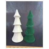 (2) 9in Green & White Christmas Tree Tabletop