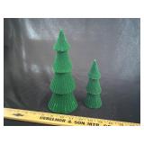 (2) 9in & 6in Green Christmas Tree Tabletop Decor