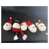 (5) Light Up Santa & Snowman Head Ornaments