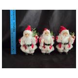(3) Santa Christmas Ornaments 6.5'