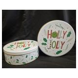 (2) Christmas XL Round Tins