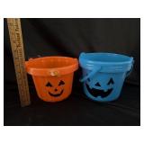 (4) Orange & Blue Pumpkin Plastic Pails