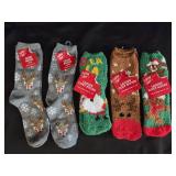 Christmas Fuzzy/Crew Socks Shoe Size (4-10)