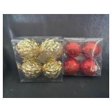 (2) 4ct. Holiday Style Shatter Proof Red & Gold