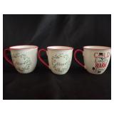 (3) Ceramic Christmas Mugs 21oz.