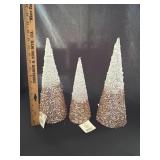 (3) Beaded Christmas Cone Trees