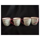 (4) Ceramic Christmas Mugs 21oz