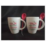 (2) Ceramic Christmas Mugs w/ Spoons 11oz.