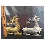 (2) Metallic Sitting Reindeer Decor