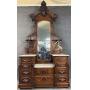 MONUMENTAL WALNUT VICTORIAN DROP CENTER DRESSER