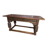 ANTIQUE OAK ACANTHUS CARVED ELIZABETHAN STYLE