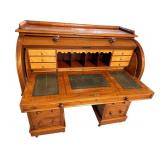 19TH CENT. 3 PART CYLINDER ROLL DESK