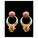 DESIGNER AMERICAN WEST RELIOS CORAL EARRINGS