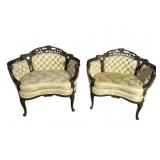 2 HEAVY CARVED ITALIAN BARREL BACK SIDE CHAIRS