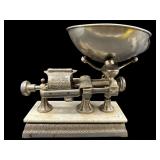 ANTIQUE METAL MICROMETER SCALE ON MARBLE BASE