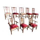 8 HENKEL HARRIS SOLID MAHOGANY CHIPPENDALE CHAIRS
