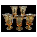 SET OF 7 AMBER FOSTORIA JAMESTOWN ICED TEA GLASSES