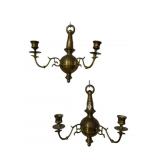 PF OF SMALL BRASS CANDLE WALL SCONCES