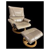LEATHER STRESSLESS RECLINER AND OTTOMAN