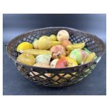 LARGE BASKET OF MARBLE FRUIT