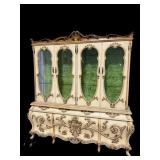 ITALIAN HEAVY CARVED BOMBAY FORMED CHINA CLOSET