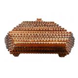 SMALL ANTIQUE 1927 TRAMP ART BOX WITH LID