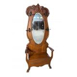 OAK LARGE CARVED HALL TREE