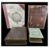 4 PC LOT LARGE DECORATIVE BOOK STORAGE BOXES