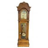 HOWARD MILLER OAK GRANDFATHER CLOCK, AS IS