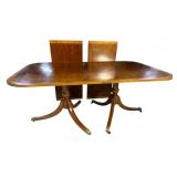 HIGH QUALITY BANDED MAHOGANY DOUBLE PEDESTAL