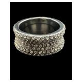 DESIGNER STAINLESS MILOR CONCAVE CRYSTAL RING