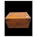 ANTIQUE MAHOGANY INLAID JEWELRY BOX
