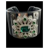 DESIGNER JOAN BOYCE GREEN CRYSTAL BANGLE BRACELET