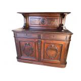 WALNUT VICTORIAN MARBLE TOP BUFFET