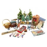 2 BOXES FULL OF MINIATURES FOR DOLLHOUSES &