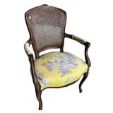 FRENCH OPEN ARM CANE BACK CHAIR