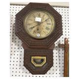 ORNATE OAK SCHOOL HOUSE CLOCK