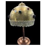 UNIQUE BRASS AND COPPER JEWELED TABLE LAMP