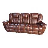 LIKE NEW BROWN LEATHER RECLINING SOFA