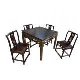 ROSEWOOD ORIENTAL CARVED TABLE AND 4 CHAIRS