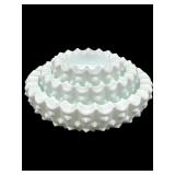 3 PC FENTON HOBNAIL MILK GLASS NESTING ASHTRAY SET