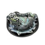 SMALL MURANO ART GLASS SILVER FLECK ASHTRAY