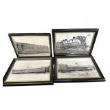 LOT OF 4 6 X 8 OLD TRAIN PHOTOGRAPHS IN FRAMES