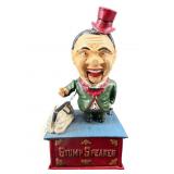 CAST IRON STUMP SPEAKER MECHANICAL BANK