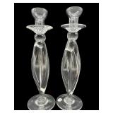 PR OF TALL TWISTED CRYSTAL ITALIAN CANDLESTICKS