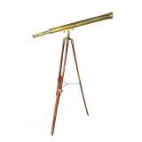 BRASS  TELESCOPE ON WOOD TRIPOD