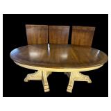 KARGES PAINT DECORATED WALNUT TOP BANQUET TABLE